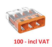 100 WAGO 2773-203 3 Way Compact PushWire Connectors 0.5 to 2.5mm - Incl VAT