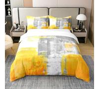 100% Washed Cotton Yellow Watercolor Duvet Cover,Tie Dye Bedding Set for Men Women,Abstract Art Comforter Cover Single,Graffiti Ombre Bed Sets with 1 Pillow Bedroom Decor