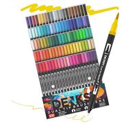 100 Watercolour Markers Set | Water Colour Pens with Brush & Fineliner, Water-Based Art Markers | Dual Tip Markers for Adult Colouring, Lettering, Calligraphy, Sketching, Journaling & Illustration