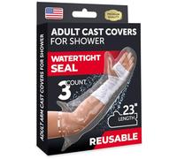 100% Waterproof Arm Cover for Shower - Tight Seal - 3pk Adult Reusable Cast Protectors - Half Arm Bag Sleeves for Wounds Care - After Surgery Plaster Cast Cover for Hand, Wrist, Elbow, Forearm