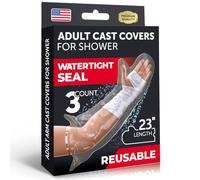 100% Waterproof Cast Covers for Shower Arm - Tight Seal - 3pk Adult Reusable Cast Protectors - Half Arm Bag Sleeves