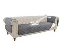 100% Waterproof Chesterfield Sofa Seat Covers, Couch Covers Sofa Slipcovers with Extra Long Armrest Cover Furniture Protector Sofa Covers for Dogs Cat (Gray,4 Seater)