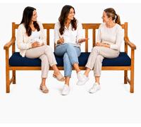100% Waterproof Garden Bench Cushion Extra Thick Outdoor Seat Pad with Removable Cover Comfortable Patio Furniture Cushion for Iceni Eden Storage Benches (Navy, 3 seater 140 x 45 x 5)