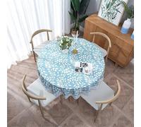 100% Waterproof, Oil & Stain Resistant, 60" Round Vinyl Lace Tablecloth with Flannel Backing for Picnic, Camping & Dinner Party.