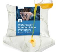 100% Waterproof Pillow Protectors Standard 20x26 Pair Zippered Pillow Case, Pillow Cover, Guaranteed Noiseless Pad, Ultra Plush Absorbent (Viscose Made from Bamboo), Green 2 Pack