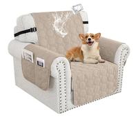 100% Waterproof Sofa Covers for Pets, Non Slip Sofa Slipcovers Couch Cover for Living Room Washable Pet Couch Cover with Elastic Straps Furniture Protector (Beige,1 Seater)
