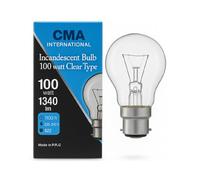 100 Watt Clear Light Bulbs GLS Lamps - BC/B22 Bayonet Base-240V x 10 Pack Old Style