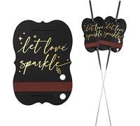 100 Wedding Labels for Sparklers, Metallic Sparkler Sleeves with Gold Foil Embossing and Match Striker Strips for Anniversary Parties Graduation Birthday Engagement Event