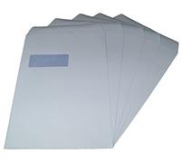 100 White A4 C4 Size Self Seal Paper Envelopes With Address Window 229 x 324mm 90gsm - Office Postal Mailing Postage Posting Supplies