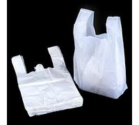 100 White Plastic Carrier Bags | Medium 10x15x18 8mu | Vest Style With Handles | Premium Quality Recyclable Bags