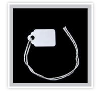 100 White Strung Tickets 21 x 13 mm Price Tags