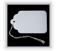 100 White Strung Tickets 70 x 44 mm Price Tags