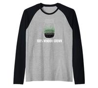 100% Window-Grown Urban Garden Mason Jar Sprouts Raglan Baseball Tee