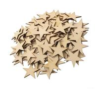 100 Wooden Stars 2/4/6cm Natural Unfinished DIY Craft Bulk Decor | Made from natural wood for blank for painting stain or embellish for Christmas or birthday events three size