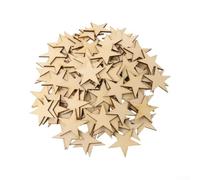 100 Wooden Stars 2/4/6cm Natural Unfinished DIY Craft Bulk Decor | Made from natural wood for blank for painting stain or embellish for Christmas or birthday events three size
