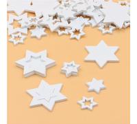 100 Wooden Stars for Crafting - Mixed Star Shapes for Wedding Party DIY