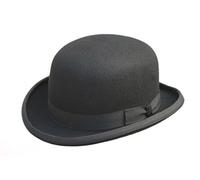 100% Wool Black Bowler Hat Fashion Hat Satin Lining (57cm)