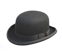 100% Wool Black Bowler Hat Fashion Hat Satin Lining (61cm)