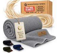 100% Wool Blanket - Premium Ultra-Soft, Thick, Warm, Large 62″x 84″ Bed & Camping Blanket for Indoor, Outdoor, Bushcraft & Survival