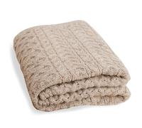 100% Wool Blanket With Honeycomb Knitted Design, Oatmeal Colour