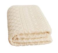 100% Wool Blanket With Honeycomb Knitted Design, white Colour