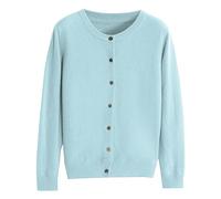 100 Wool Cardigans for Women UK, Women's Cashmere Cardigan Round Neck Wool Cardigans Long Sleeve Sweaters Knitwear Ladies Elegant Plain Jumpers Top Autumn Winter Thin 02-Light Blue XXL