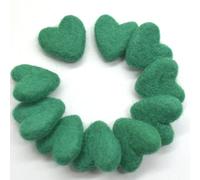 100% Wool Felt Hearts - 3cm - 10 Felt Hearts - Forest Green
