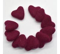 100% Wool Felt Hearts - 3cm - 10 Felt Hearts - Rosewood Red