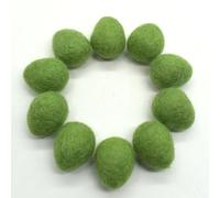 100% Wool Felt Raindrops/Felt Eggs - 10 Count - Approx 25mm x 28mm - Asparagus Green