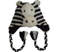 100% Wool Nepalese Hand Knitted Animal Hat - Regular Size (Zebra)