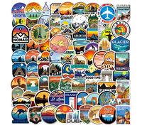100 World Travel Camping Hiking Stickers, National Park Landmark Adventure Stickers for Suitcase Laptop Skateboard Bicycle Scrapbook