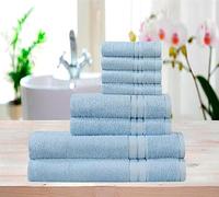100% Woven Cotton Soft Plush and Fluffy 600 GSM Towel Bale Set 8 PCs (Light Blue)