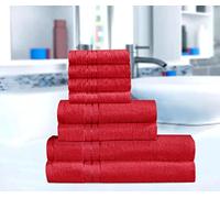100% Woven Cotton Soft Plush and Fluffy 600 GSM Towel Bale Set 8 PCs (Red)