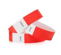 100 WristCo Neon Red Tyvek Wristbands for Events Tamper-Proof Design & Fluorescent Color Prevent Reuse Premium-Grade Bracelets for Hospital & Medical ID, Party & VIP Identification