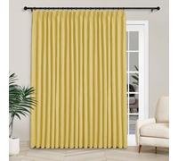 100" Wx96 L Blackout Linen Curtains Thermal Pinch Pleated Drapes for Bedroom & Living Room Sliding Glass Door Farmhouse Chic Yellow Drapery with Tieback 1 Panel