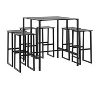 (100 x 100 x 110 cm/ 7 piece) vidaXL Garden Bar Set Outdoor Bistro Set Bar Stool Black Powder-coated Steel