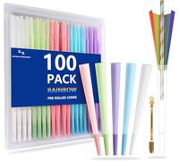 100 x 108mm King Size Pre-Rolled Coloured Rolling Papers King Size with Filter Rainbow Cones Funnels/Mini Spoon/Rolling Chopsticks