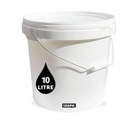 100 x 10L Plastic Bucket Pail + Handle & Lid - Heavy Duty ¦ Food Grade BPA Free ¦ Multi-use Fermentation Feed Dry Food Liquid Chemicals Hydroponics Storage Container WHITE