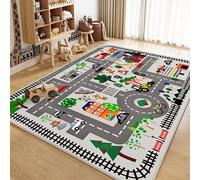 (100 x 120 cm (Rectangular), Grey) Kids Play Rug 120x160 cm Large Size Kids Rug for Playroom Non Slip Washable Children Car Road Mat Educational Learning Area rug Play Carpet,Khaki