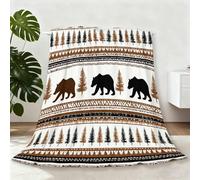 100 x 130 cm Blanket for Kids, Brown Throw Blankets, Tradition Forest Animals Bear Print Flannel Fleece Blankets Plush Lightweight for Adults Boys Girls All Season Couch Sofa