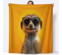100 x 130 cm Fleece Blanket Orange Color, Animal Meerkats Are Cute Microfiber Soft Warm Fluffy Lightweight 3D Printed Flannel Blankets Bed Sofa Throw Bedspread for Kids Adults Bedroom and Camping