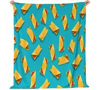 100 x 130 cm Printed Flannel Blanket - Blue Printed Pattern Throw Blankets Soft Plush Nap Blanket for Sofa Bed Kids Adults, Simple Tortilla Lines Design