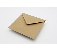 100 x 13cm Square Plain Ribbed Recycled Kraft Card Envelopes Natural Brown