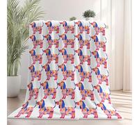 100 x 140 cm Printed Flannel Blanket - Milky Printed Pattern Throw Blankets Soft Plush Nap Blanket for Sofa Bed Kids Adults, Minimalist Cute Dachshund Illustration Design