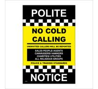 (100 x 150mm - 4 x 6, A - Sticker / Sav - Non-See Through) GG054 Polite Notice No Cold Calling Sign Black Yellow Visitors Door Selling 450mm x 600mm B - Magnetic - Vehicle Grade