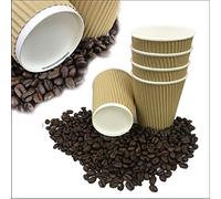 100 X 16oz / 480ml Belgravia Kraft triple walled disposable paper ripple cups