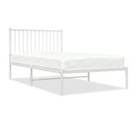 vidaXL Metal Bed Frame with Headboard White 100x190 cm (350925), White