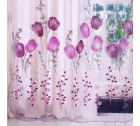 100 x 200 cm Purple Tulip Print Sheer Tulle Curtain for Balcony Window Decoration Tulle Curtains Lightweight Drapery Home Interior Decor