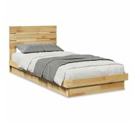 Bed Frame with Headboard without Mattress Solid Wood Oak Bed Base vidaXL