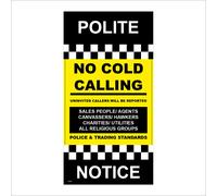 (100 x 200mm - 4 x 8, A - Sticker / Sav - Non-See Through) GG055 Polite Notice No Cold Calling Sign Black Yellow Not Wanted Door People 300mm x 600mm B - Magnetic - Vehicle Grade